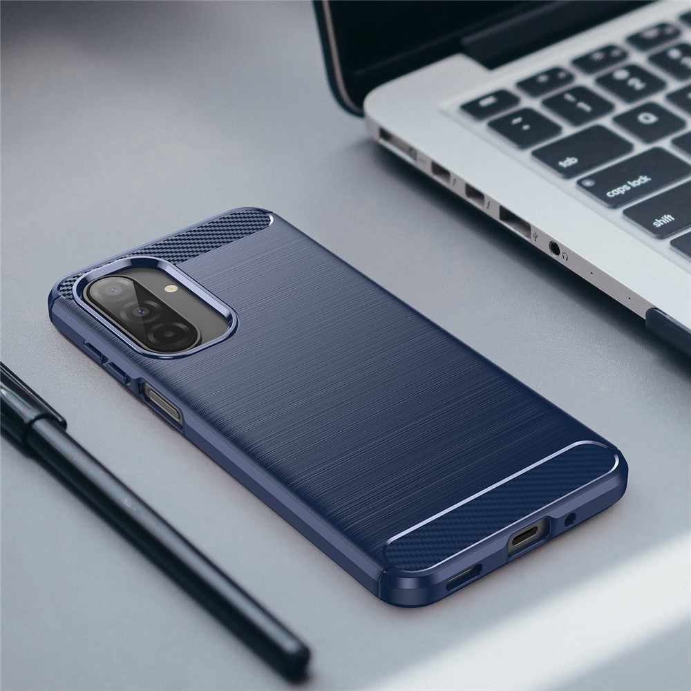 For Samsung Galaxy A17 5G Case Protective Phone Cover Carbon Fiber Texture Brushed - Blue
