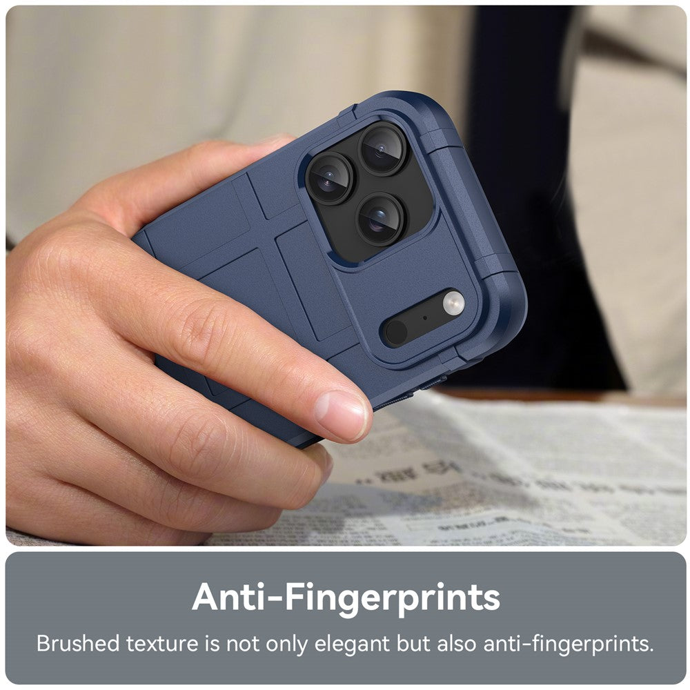 For iPhone 17 Pro Max Case Grid Design Soft TPU Scratch-Proof Phone Cover - Blue