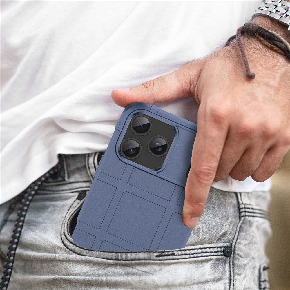 For iPhone 17 Pro Max Case Grid Design Soft TPU Scratch-Proof Phone Cover - Blue