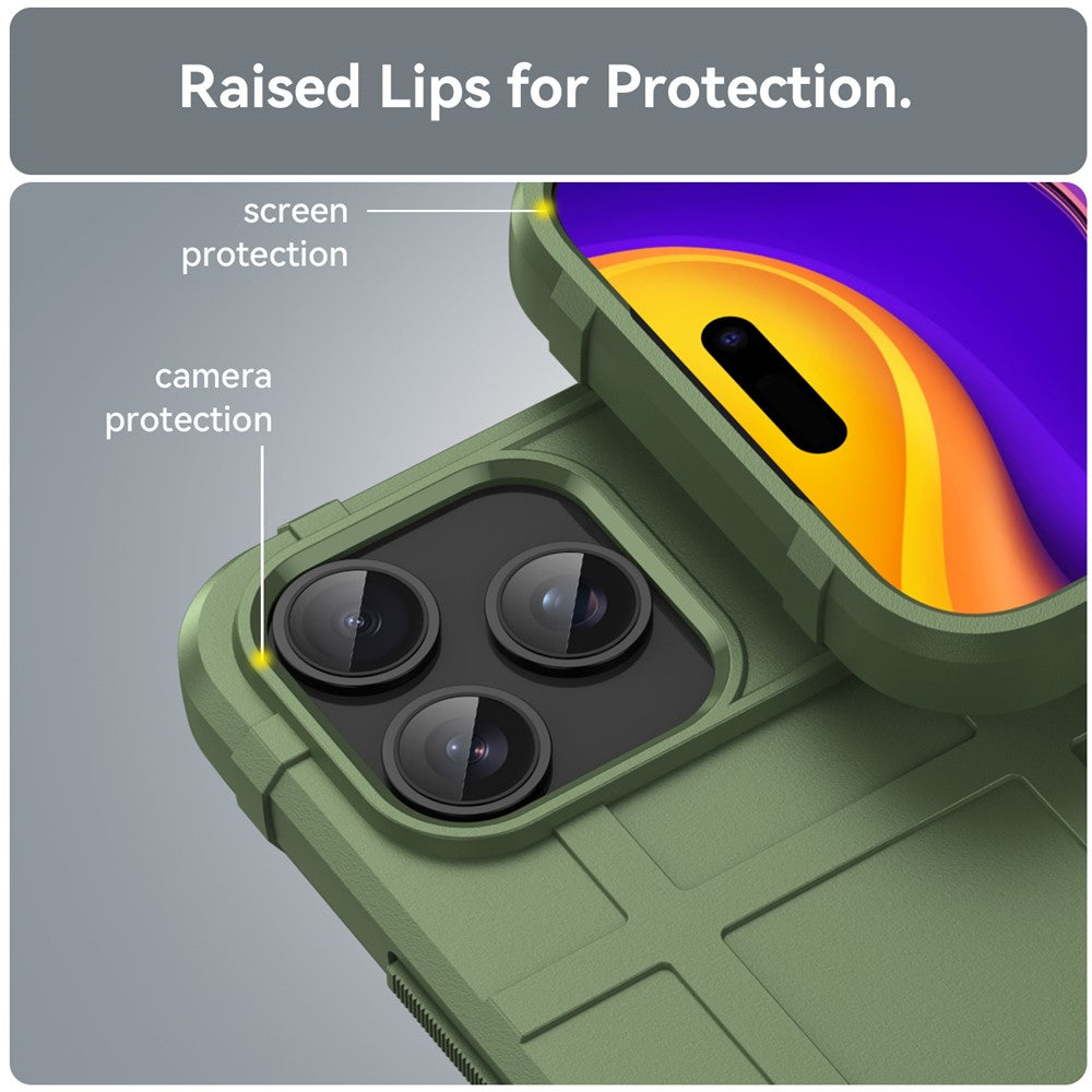 For iPhone 17 Pro Max Case Grid Design Soft TPU Scratch-Proof Phone Cover - Green