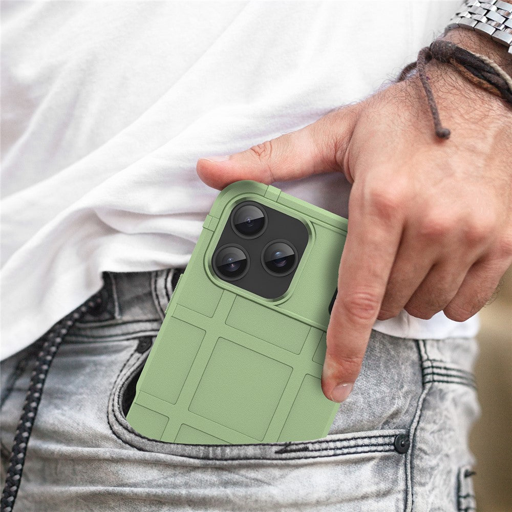 For iPhone 17 Pro Max Case Grid Design Soft TPU Scratch-Proof Phone Cover - Green