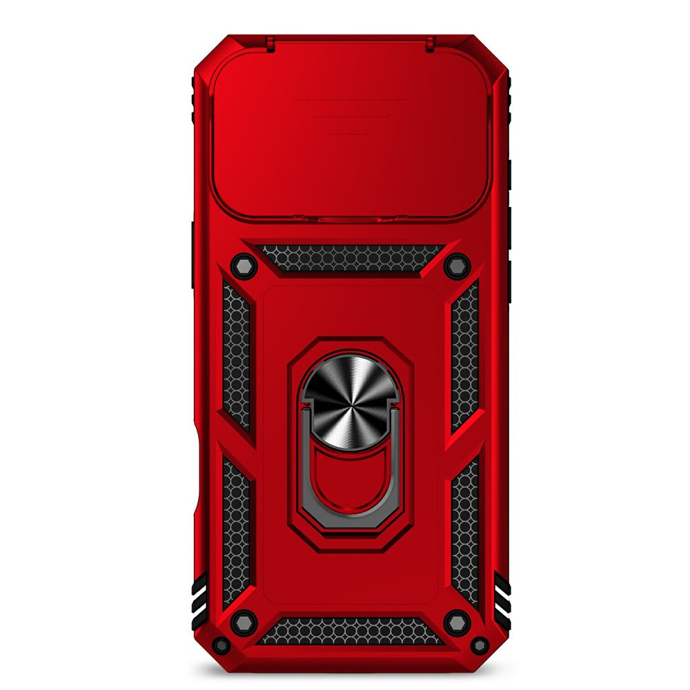 For iPhone 17 Pro Max Case PC + TPU Phone Cover with Lens Protection Kickstand - Red