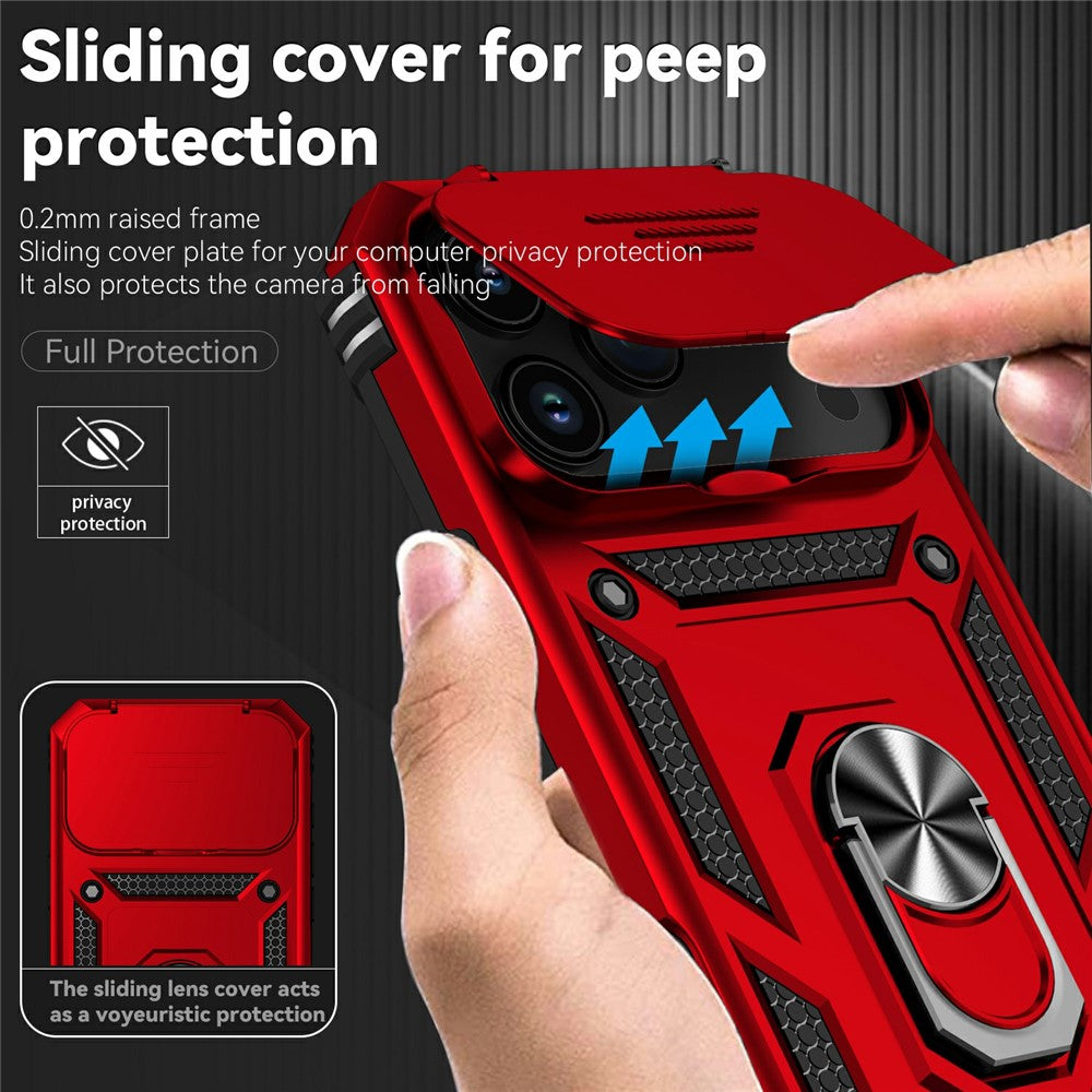 For iPhone 17 Pro Max Case PC + TPU Phone Cover with Lens Protection Kickstand - Red