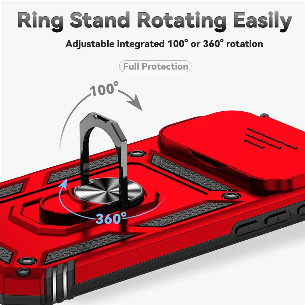 For iPhone 17 Pro Max Case PC + TPU Phone Cover with Lens Protection Kickstand - Red