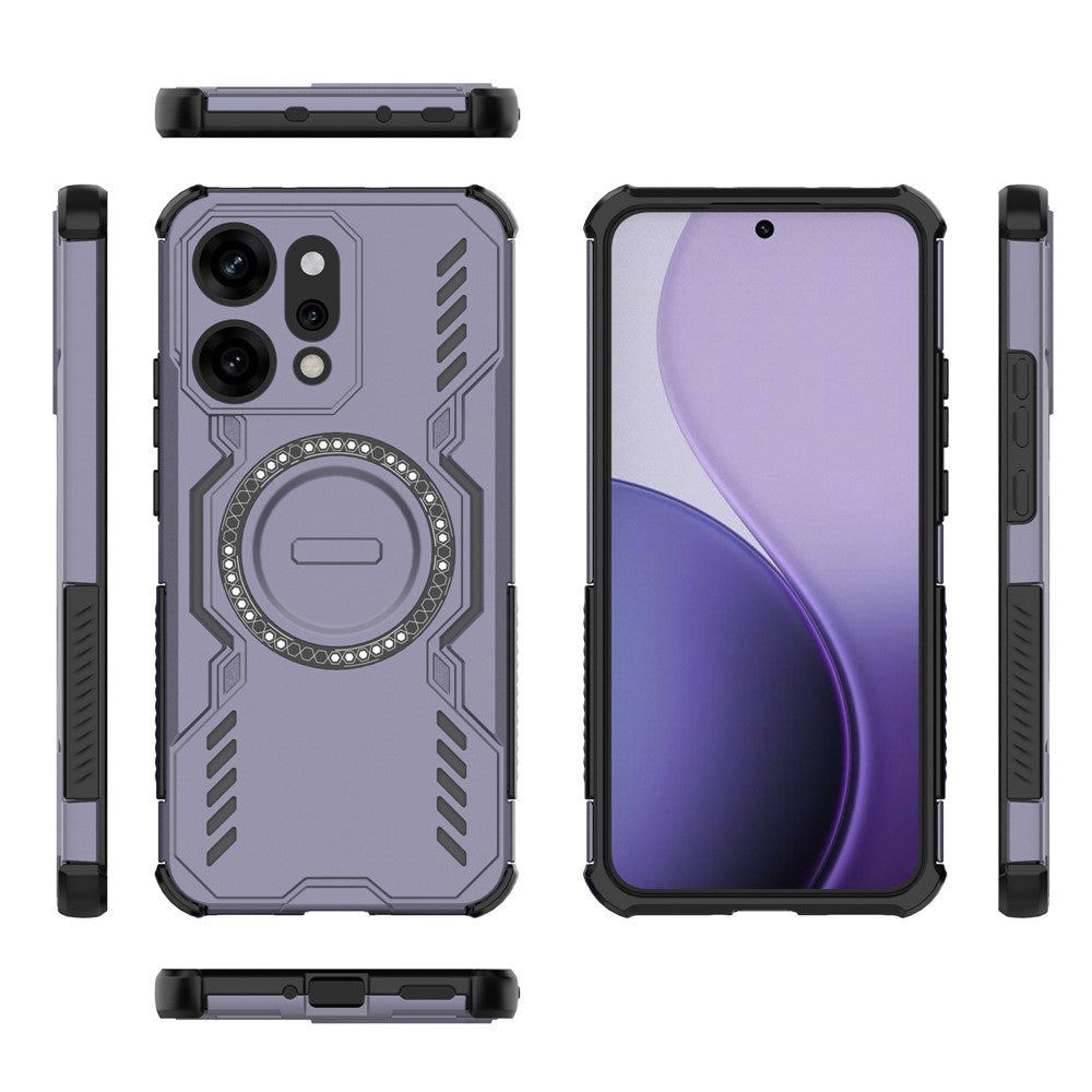 For Oppo Reno14 Pro 5G (Global) Magnetic Case Butterfly Armor Hollow Heat Dissipation PC + TPU Phone Cover - Purple