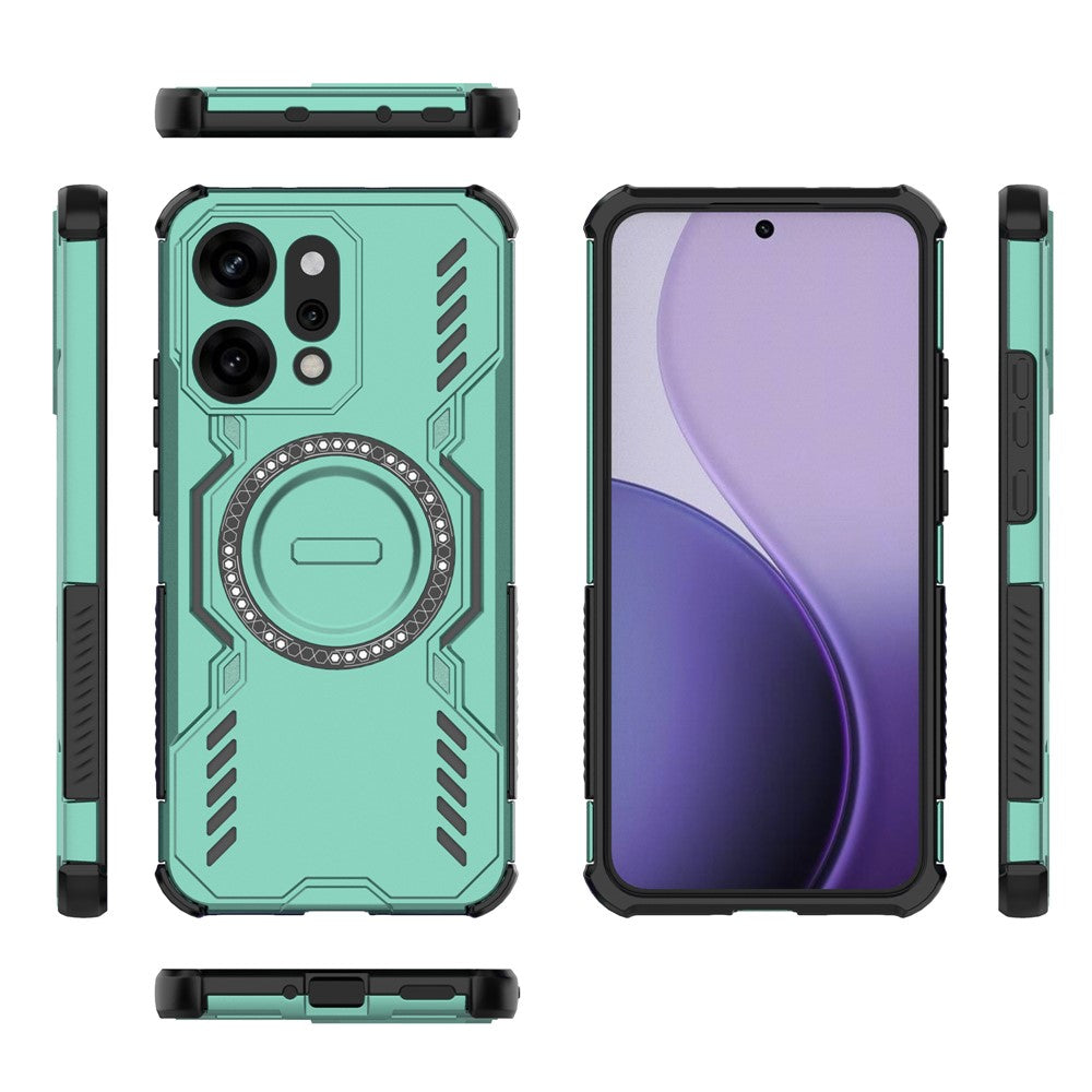 For Oppo Reno14 Pro 5G (Global) Magnetic Case Butterfly Armor Hollow Heat Dissipation PC + TPU Phone Cover - Green