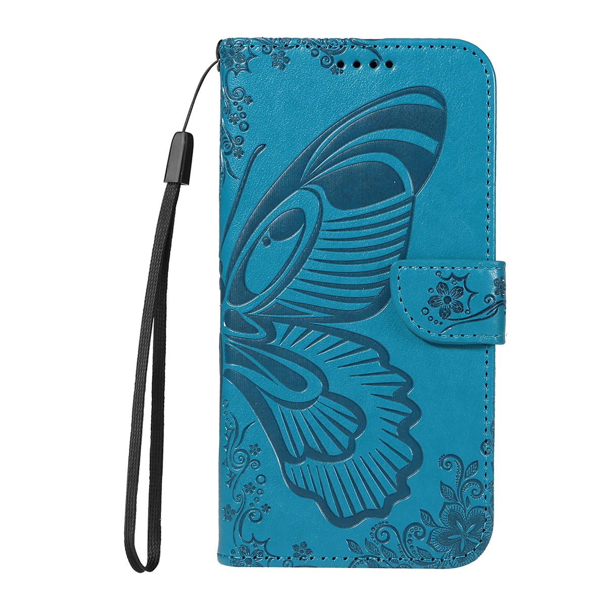 For iPhone 17 Pro Max Case Butterfly Pattern PU Leather Folio Flip Phone Cover -  Blue