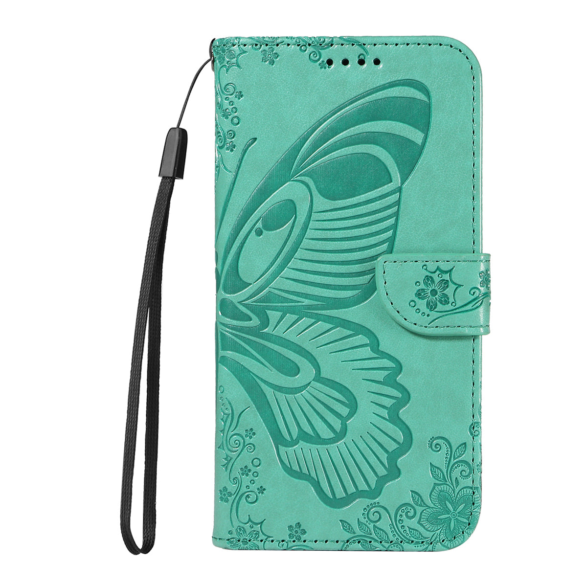 For iPhone 17 Pro Max Case Butterfly Pattern PU Leather Folio Flip Phone Cover -  Green