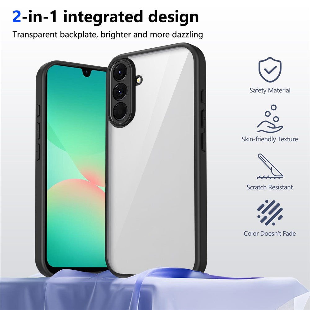 For Samsung Galaxy A17 5G Case Matte Skin Touch Clear PC + TPU Shockproof Phone Back Cover - Black