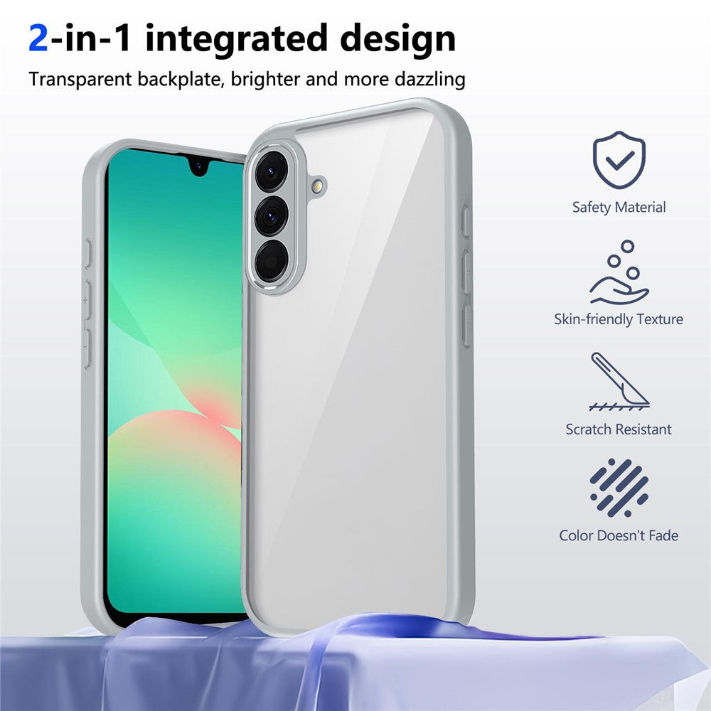 For Samsung Galaxy A17 5G Case Matte Skin Touch Clear PC + TPU Shockproof Phone Back Cover - Grey