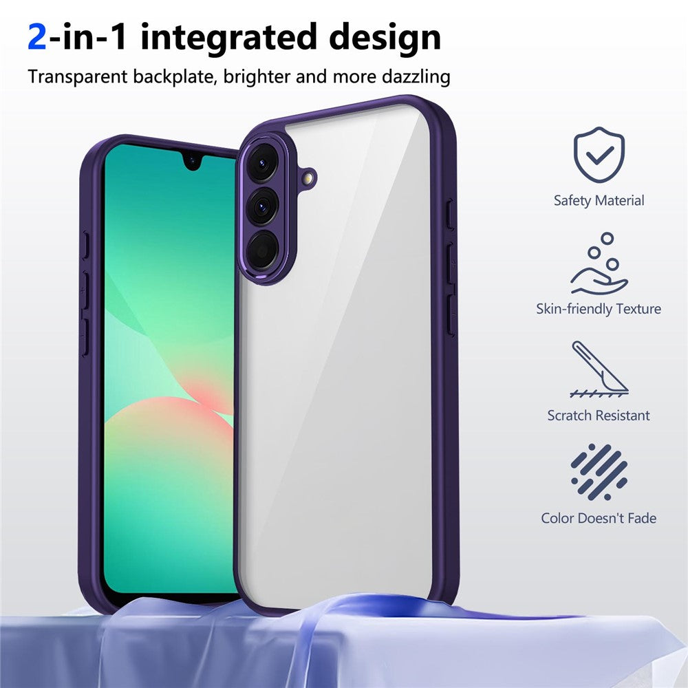 For Samsung Galaxy A17 5G Case Matte Skin Touch Clear PC + TPU Shockproof Phone Back Cover - Purple