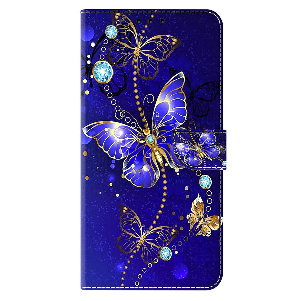 For iPhone 17 Pro Max Case 3D Pattern PU Leather Wallet Phone Cover with Stand - Diamond Butterfly