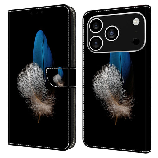 For iPhone 17 Pro Max Case 3D Pattern PU Leather Wallet Phone Cover with Stand - Two Feathers