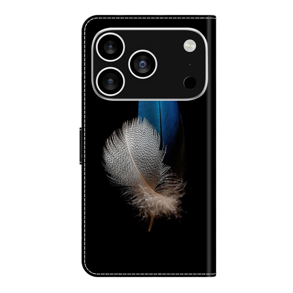 For iPhone 17 Pro Max Case 3D Pattern PU Leather Wallet Phone Cover with Stand - Two Feathers