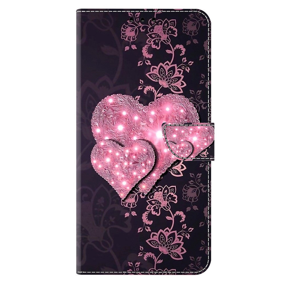 For iPhone 17 Pro Max Case 3D Pattern PU Leather Wallet Phone Cover with Stand - Lace Hearts