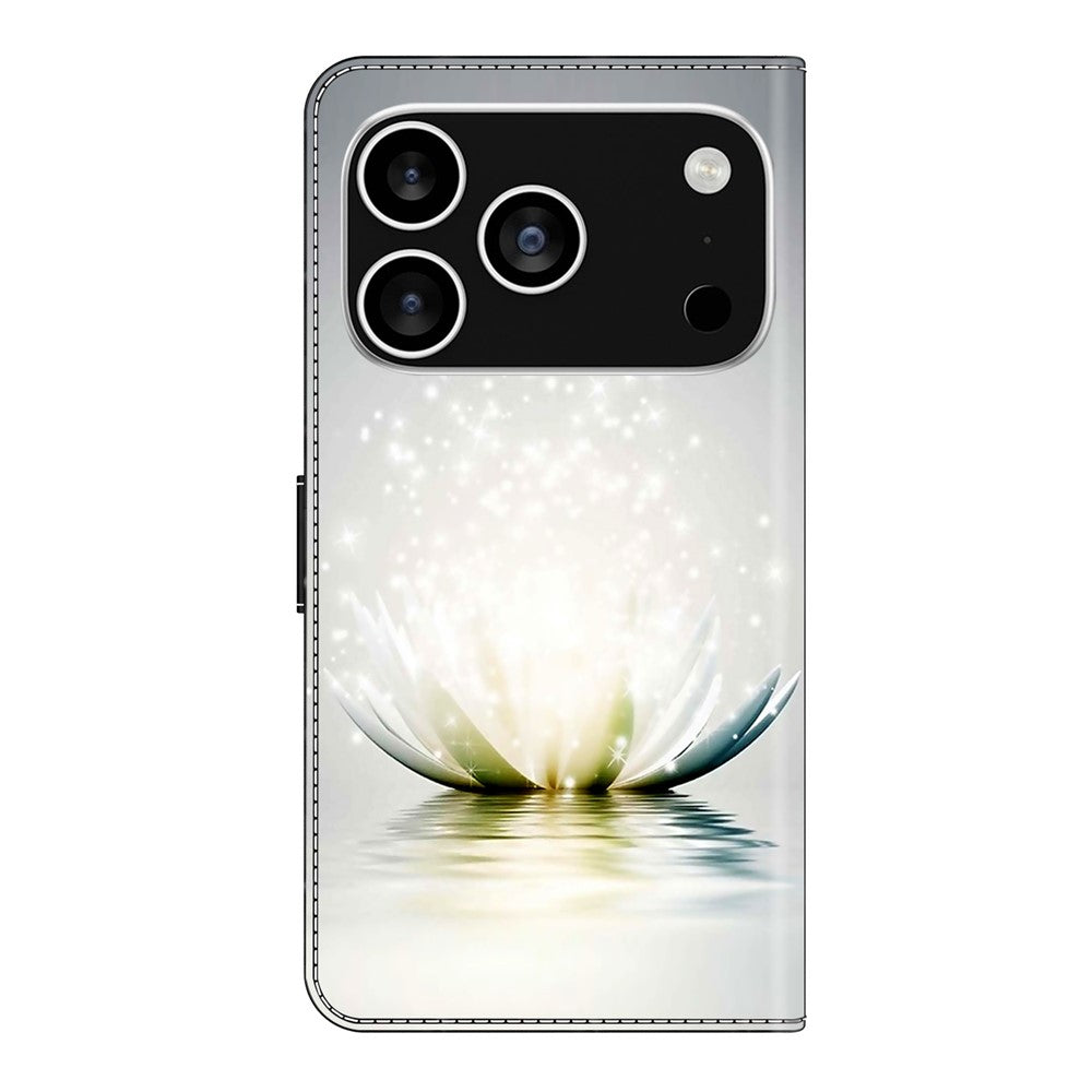 For iPhone 17 Pro Max Case 3D Pattern PU Leather Wallet Phone Cover with Stand - Lotus