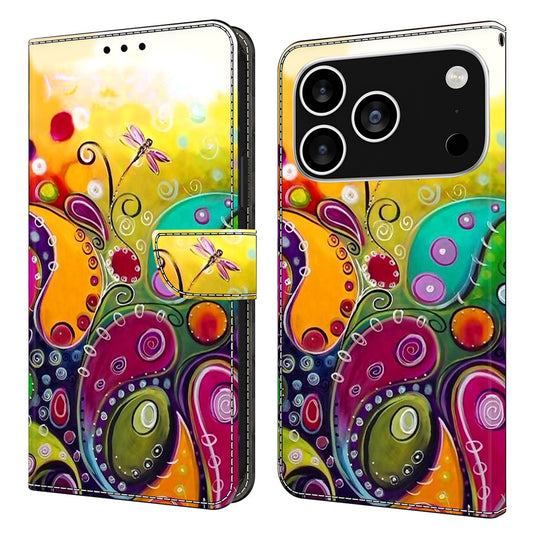 For iPhone 17 Pro Max Case PU Leather Wallet Phone Cover with Stand - Colorful Flower