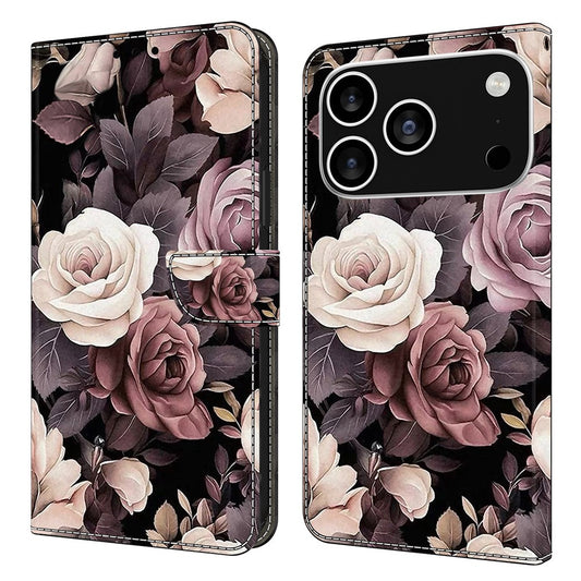 For iPhone 17 Pro Max Case PU Leather Wallet Phone Cover with Stand - Rose