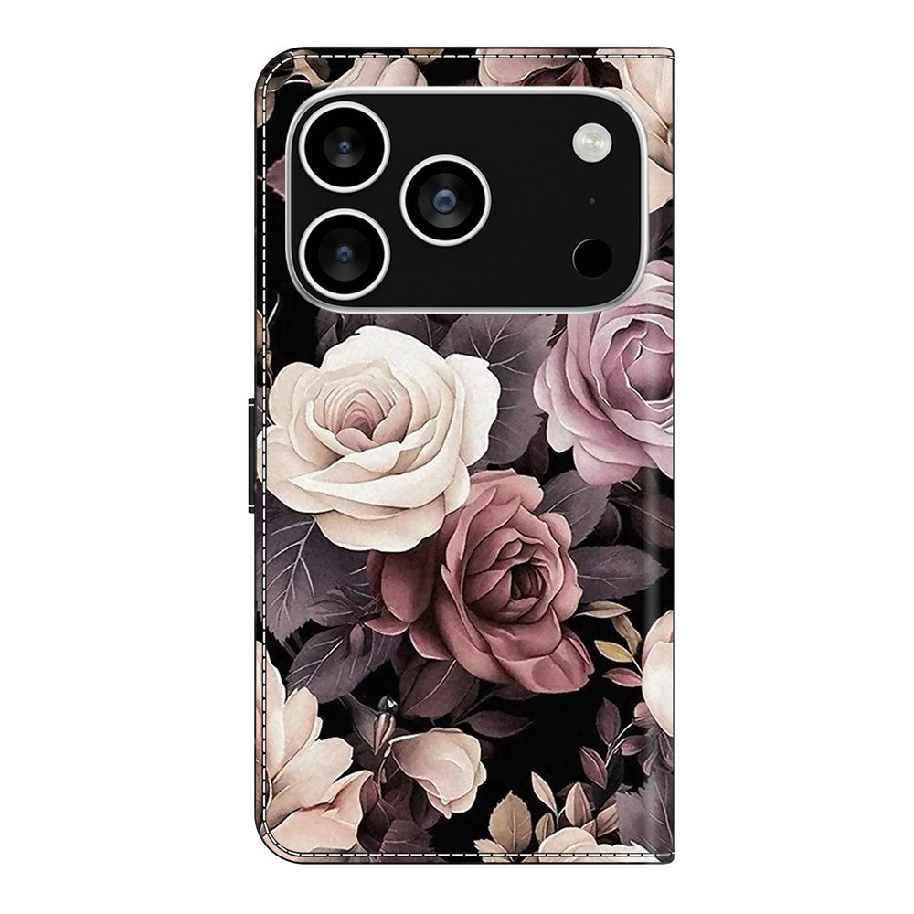 For iPhone 17 Pro Max Case PU Leather Wallet Phone Cover with Stand - Rose