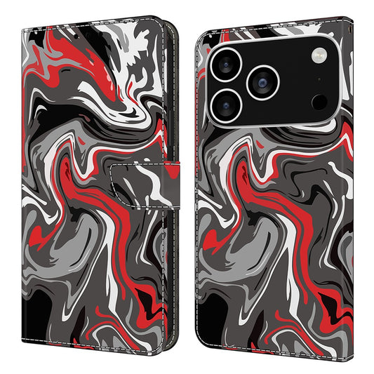 For iPhone 17 Pro Max Wallet Case Pattern Printing Stand Leather Flip Phone Cover - Rock Texture