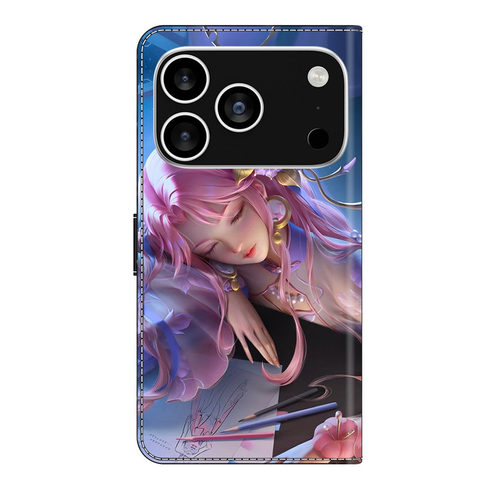 For iPhone 17 Pro Max Wallet Case Pattern Printing Stand Leather Flip Phone Cover - Sleeping Beauty