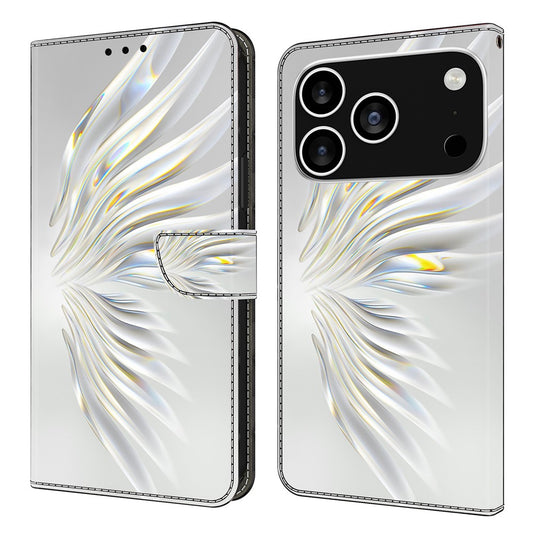 For iPhone 17 Pro Max Wallet Case Pattern Printing Stand Leather Flip Phone Cover - Crystal Wings