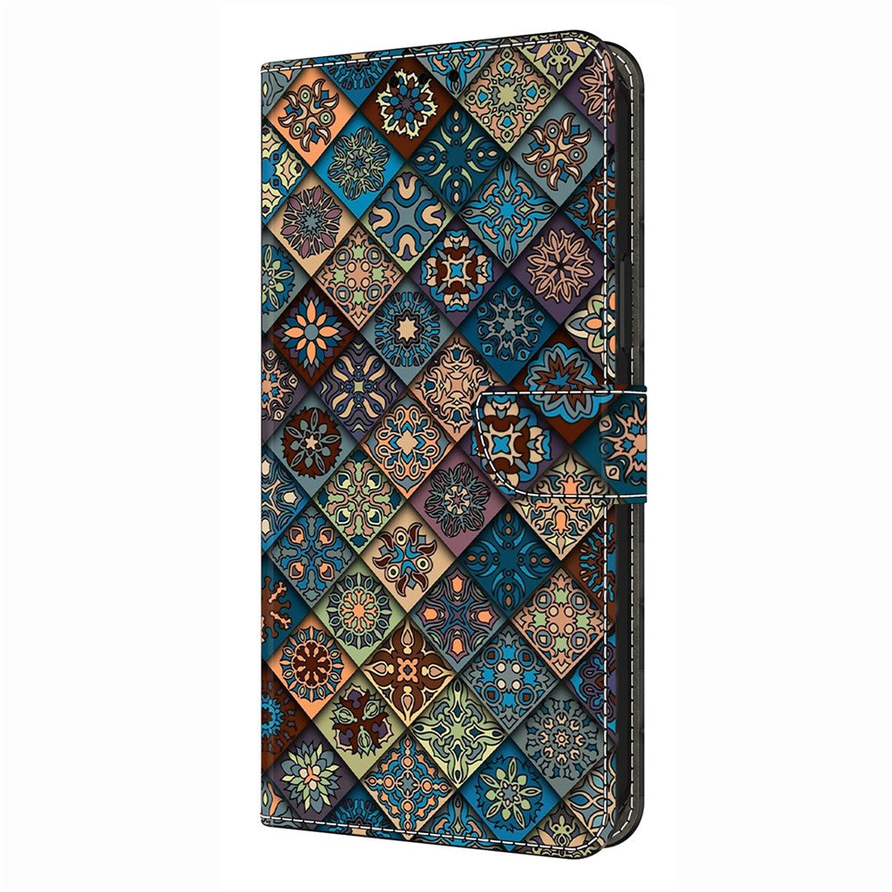 For iPhone 17 Pro Max Wallet Case Pattern Printing Stand Leather Flip Phone Cover - Blue Floral