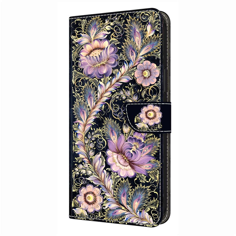 For iPhone 17 Pro Max Wallet Case Pattern Printing Stand Leather Flip Phone Cover - Vintage Gold Pin
