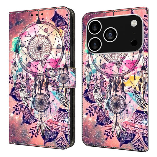 For iPhone 17 Pro Max Wallet Case Pattern Printing Stand Leather Flip Phone Cover - Wind Chime