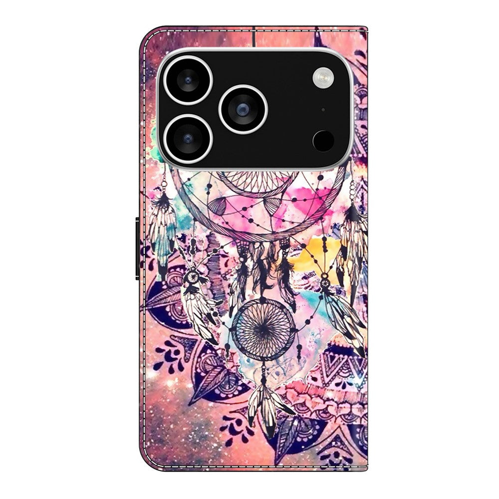 For iPhone 17 Pro Max Wallet Case Pattern Printing Stand Leather Flip Phone Cover - Wind Chime