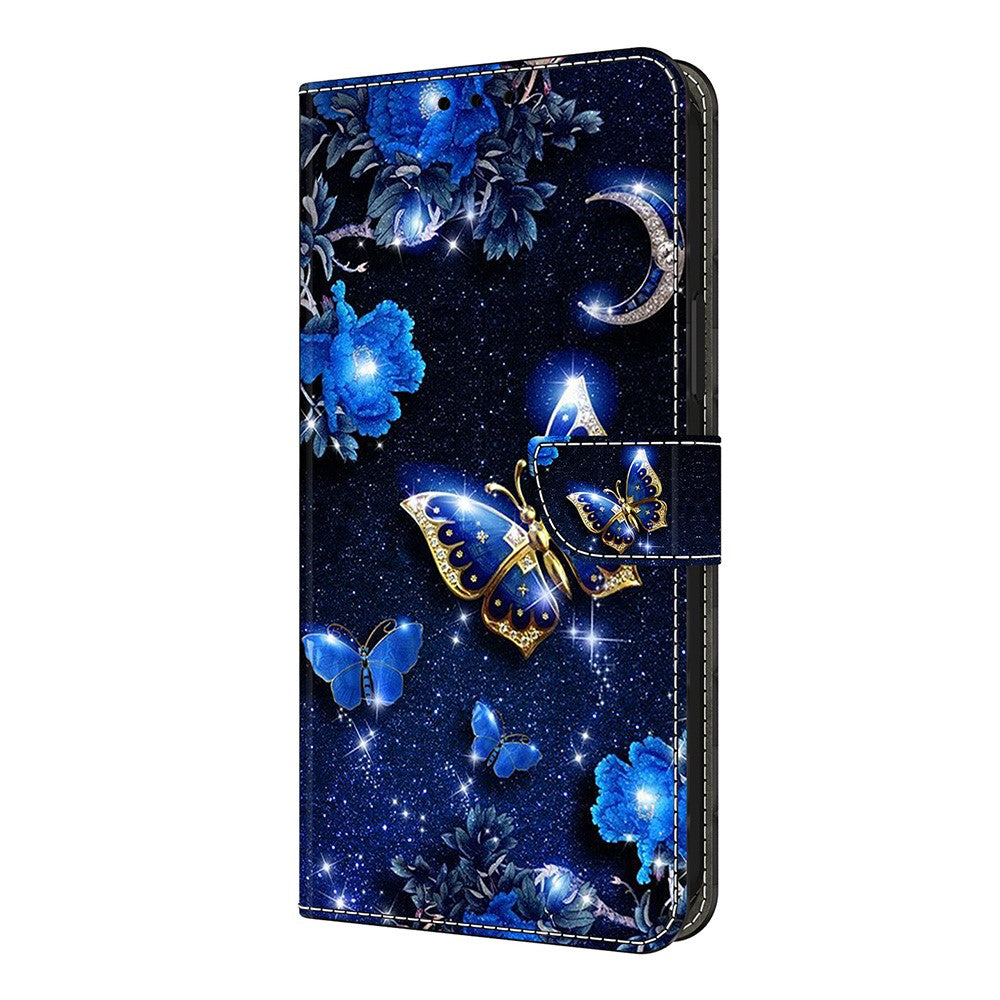 For iPhone 17 Pro Max Leather Case Pattern Printing Wallet Stand Flip Phone Cover - Brilliant Butterfly