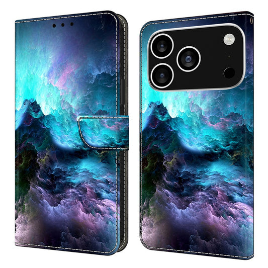 For iPhone 17 Pro Max Leather Case Pattern Printing Wallet Stand Flip Phone Cover - Colorful