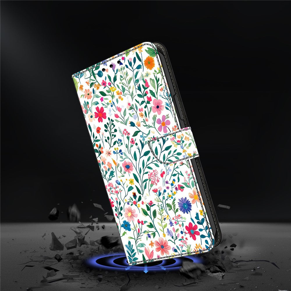 For iPhone 17 Pro Max Case Wallet Stand Pattern Printing PU Leather Flip Phone Cover - Small Flowerbed