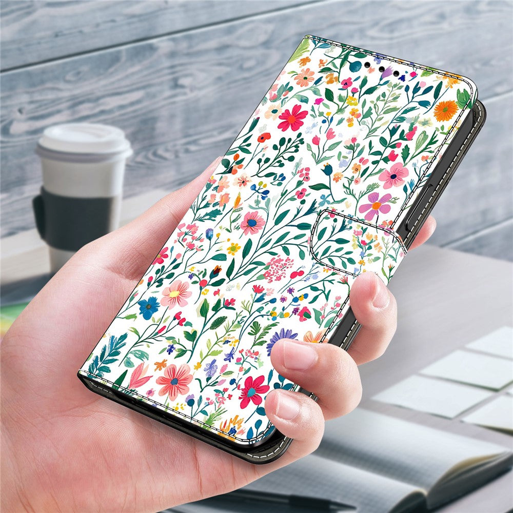 For iPhone 17 Pro Max Case Wallet Stand Pattern Printing PU Leather Flip Phone Cover - Small Flowerbed