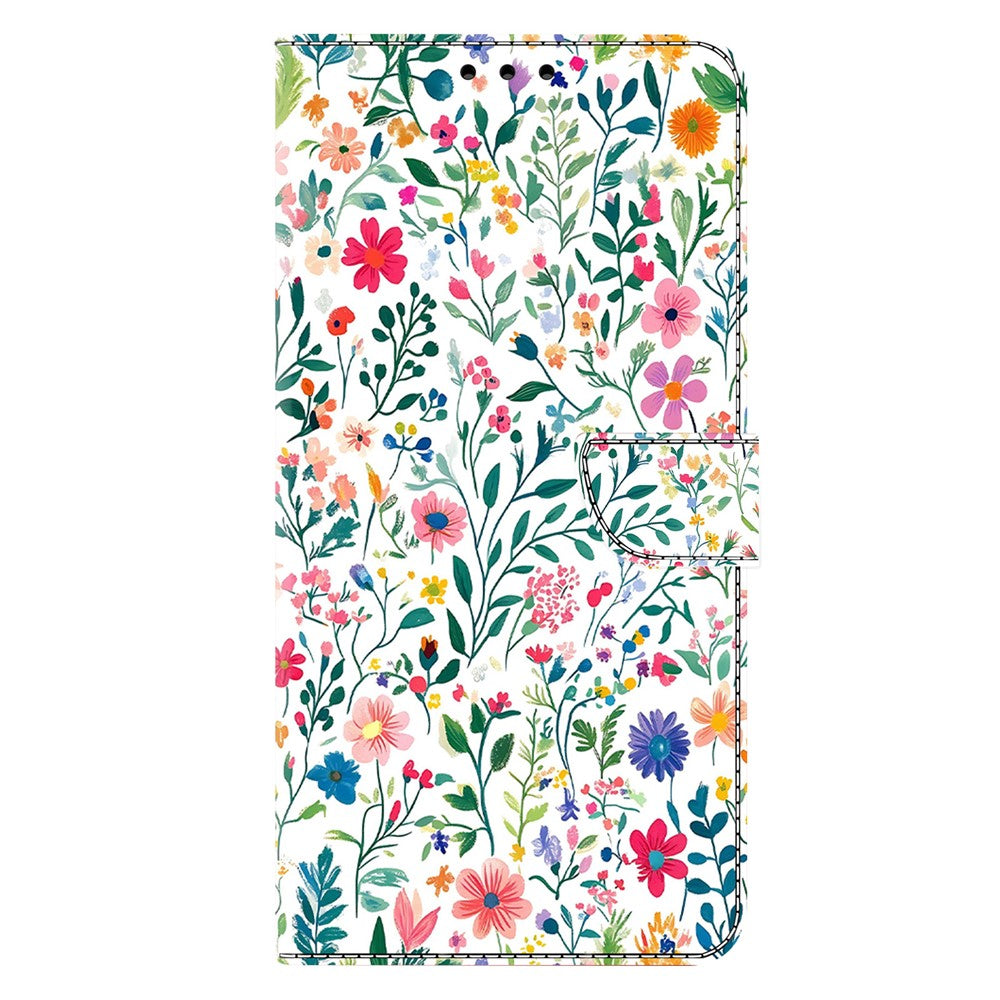 For iPhone 17 Pro Max Case Wallet Stand Pattern Printing PU Leather Flip Phone Cover - Small Flowerbed