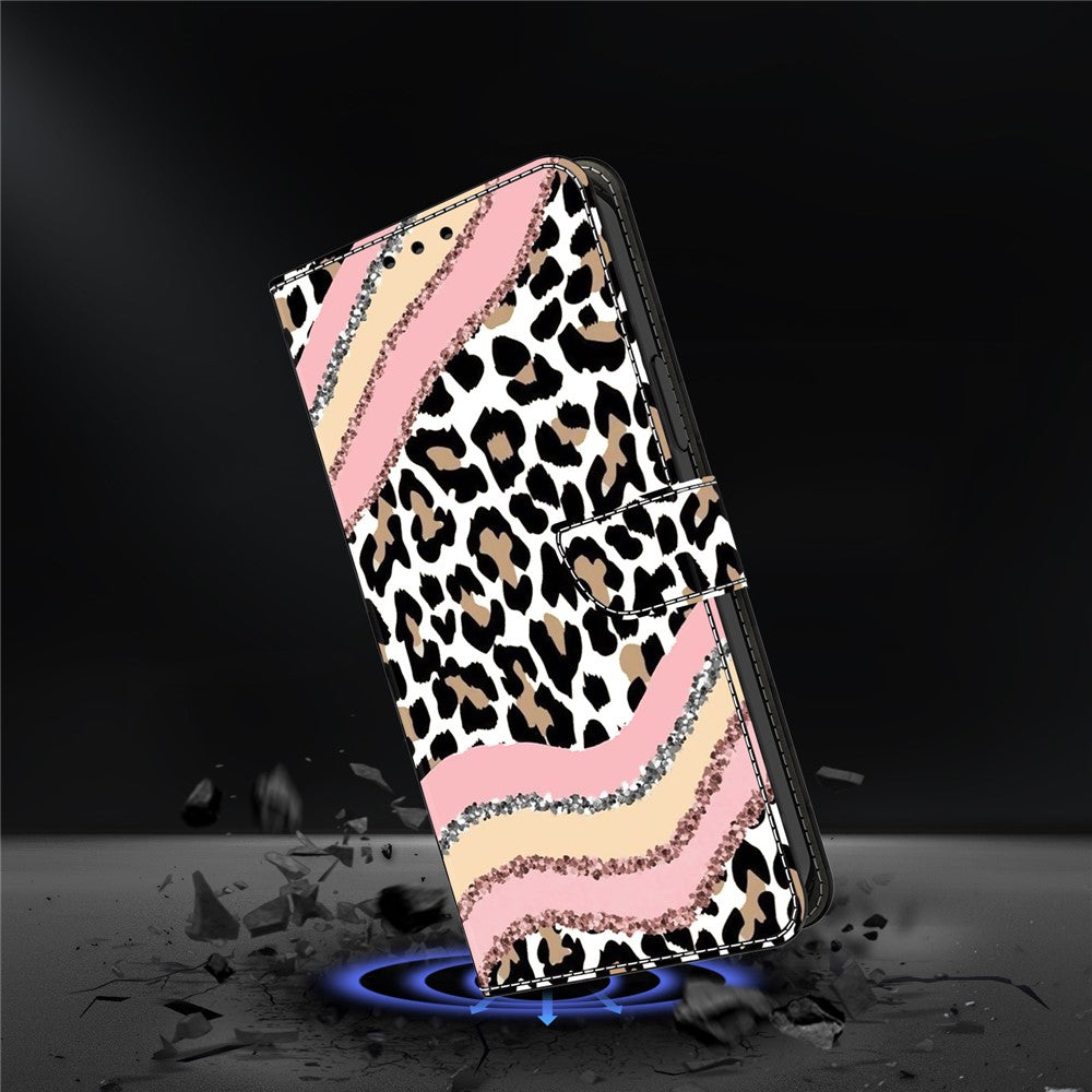 For iPhone 17 Pro Max Case Wallet Stand Pattern Printing PU Leather Flip Phone Cover - Striped Leopard