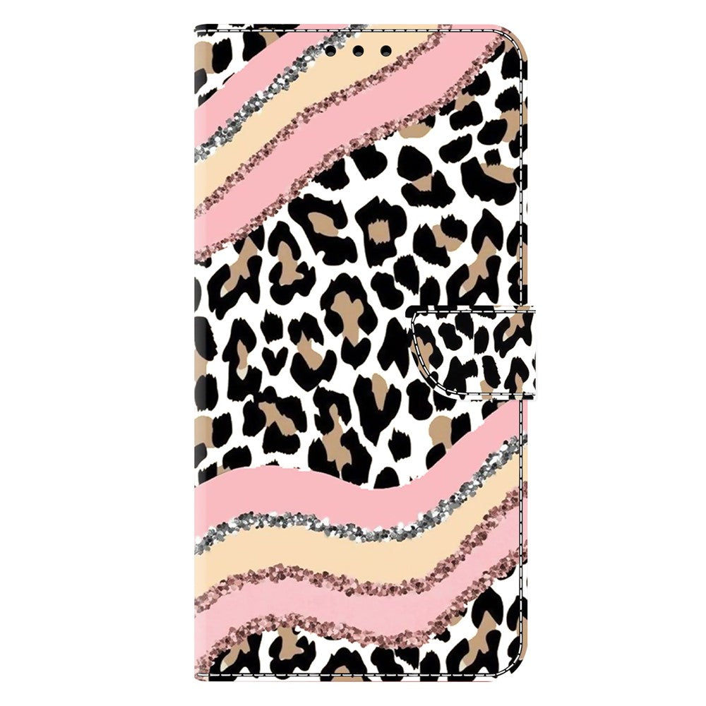 For iPhone 17 Pro Max Case Wallet Stand Pattern Printing PU Leather Flip Phone Cover - Striped Leopard
