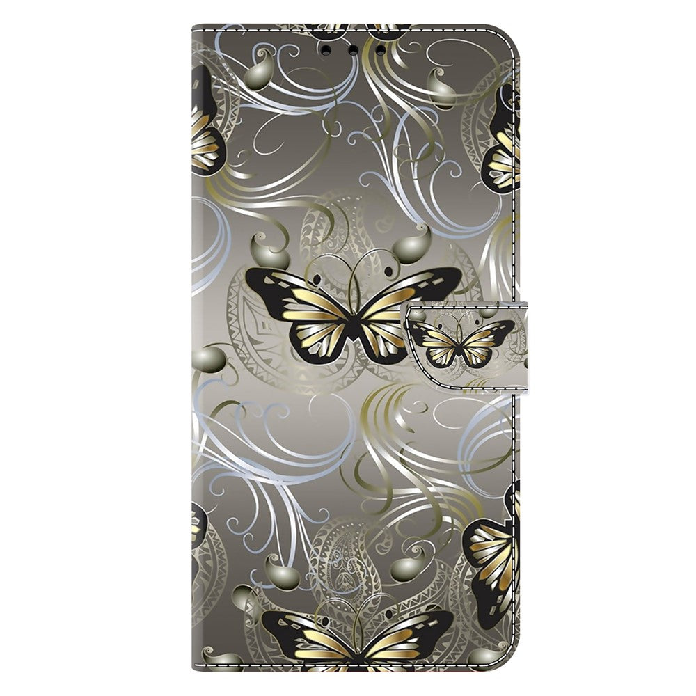 For iPhone 17 Pro Max Case Wallet Stand Pattern Printing PU Leather Flip Phone Cover - Lace Butterfly