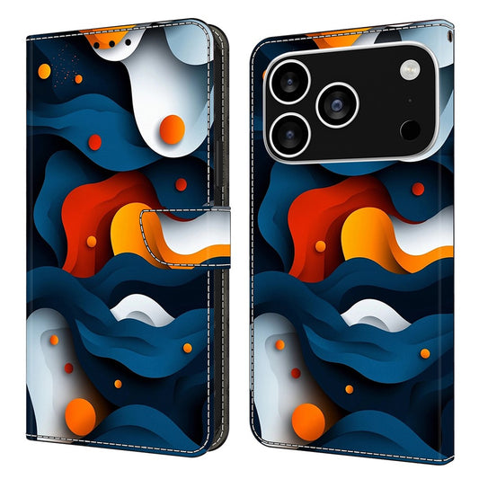 For iPhone 17 Pro Max Case Wallet Stand Pattern Printing PU Leather Flip Phone Cover - Gradient