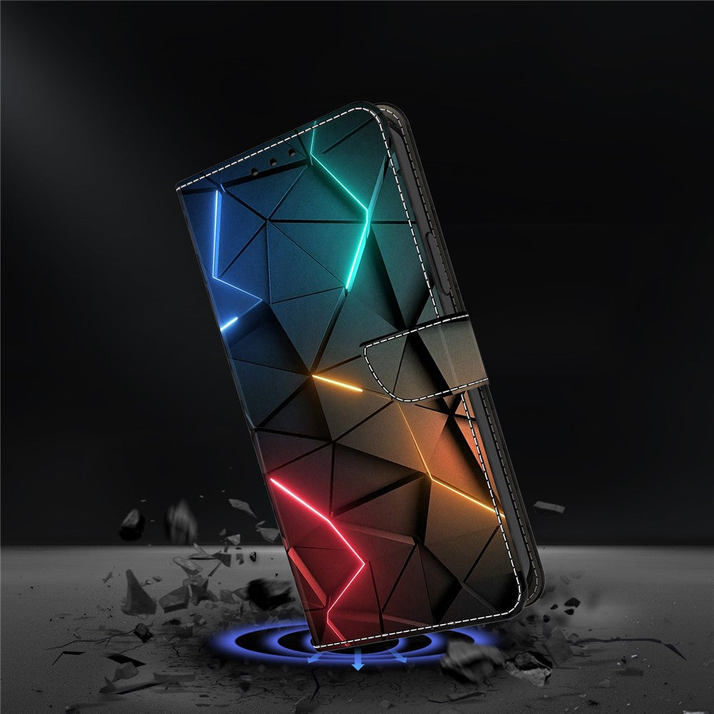 For iPhone 17 Pro Max Case Wallet Stand Pattern Printing PU Leather Flip Phone Cover - Light Cracks