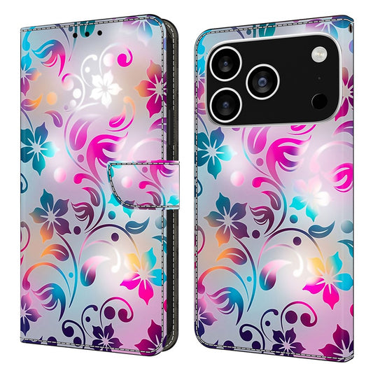 For iPhone 17 Pro Max Case Wallet Stand Pattern Printing PU Leather Flip Phone Cover - Craft Flowers