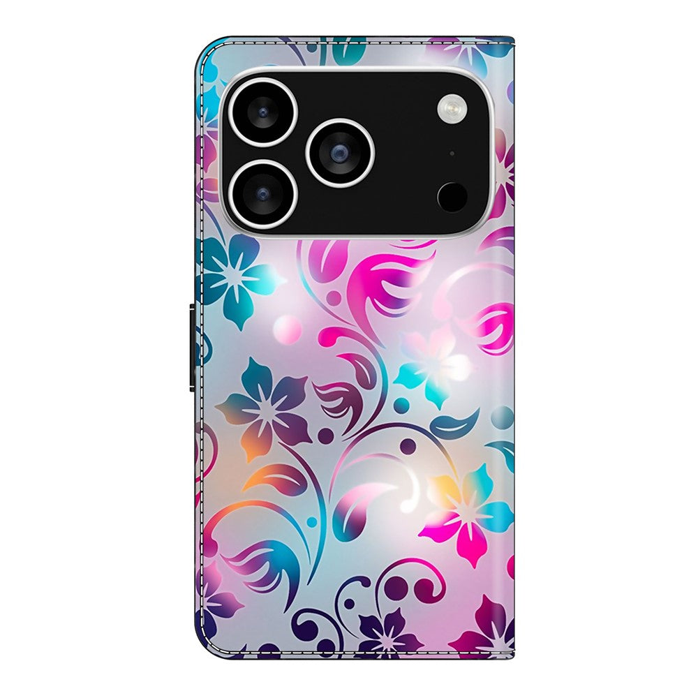 For iPhone 17 Pro Max Case Wallet Stand Pattern Printing PU Leather Flip Phone Cover - Craft Flowers