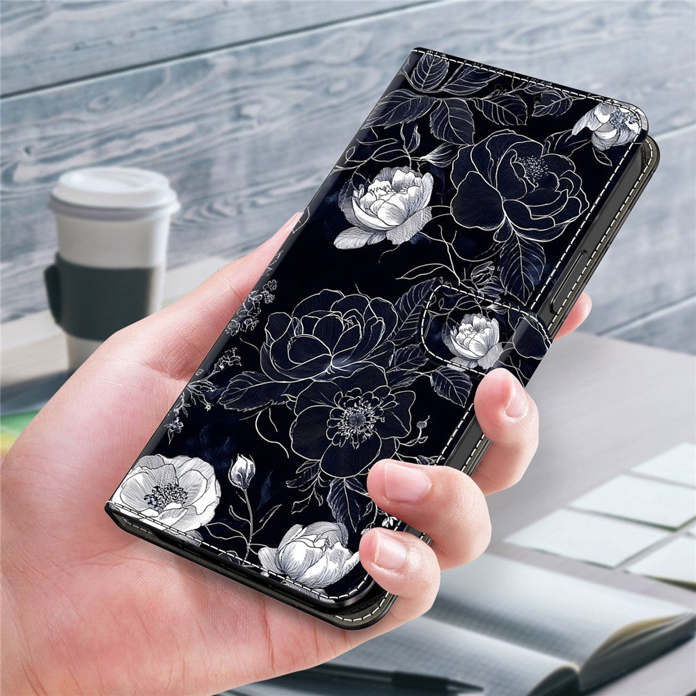 For iPhone 17 Pro Max Case Wallet Stand Pattern Printing PU Leather Flip Phone Cover - Vintage Flowers