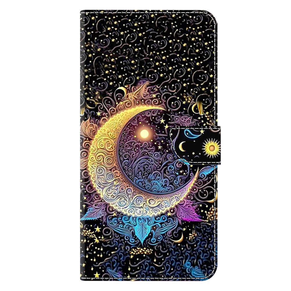 For iPhone 17 Pro Max Case Wallet Stand Pattern Printing PU Leather Flip Phone Cover - Bright Moon