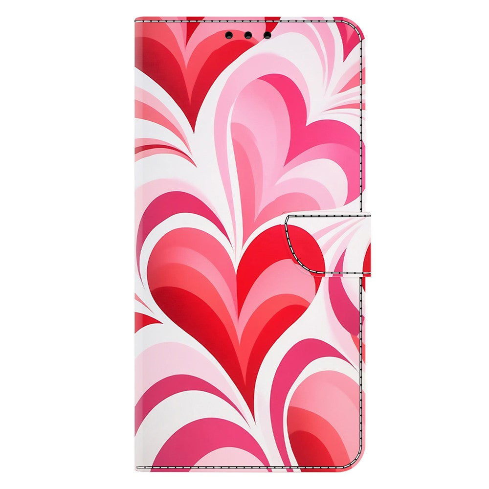 For iPhone 17 Pro Max Case Wallet Stand Pattern Printing PU Leather Flip Phone Cover - Love