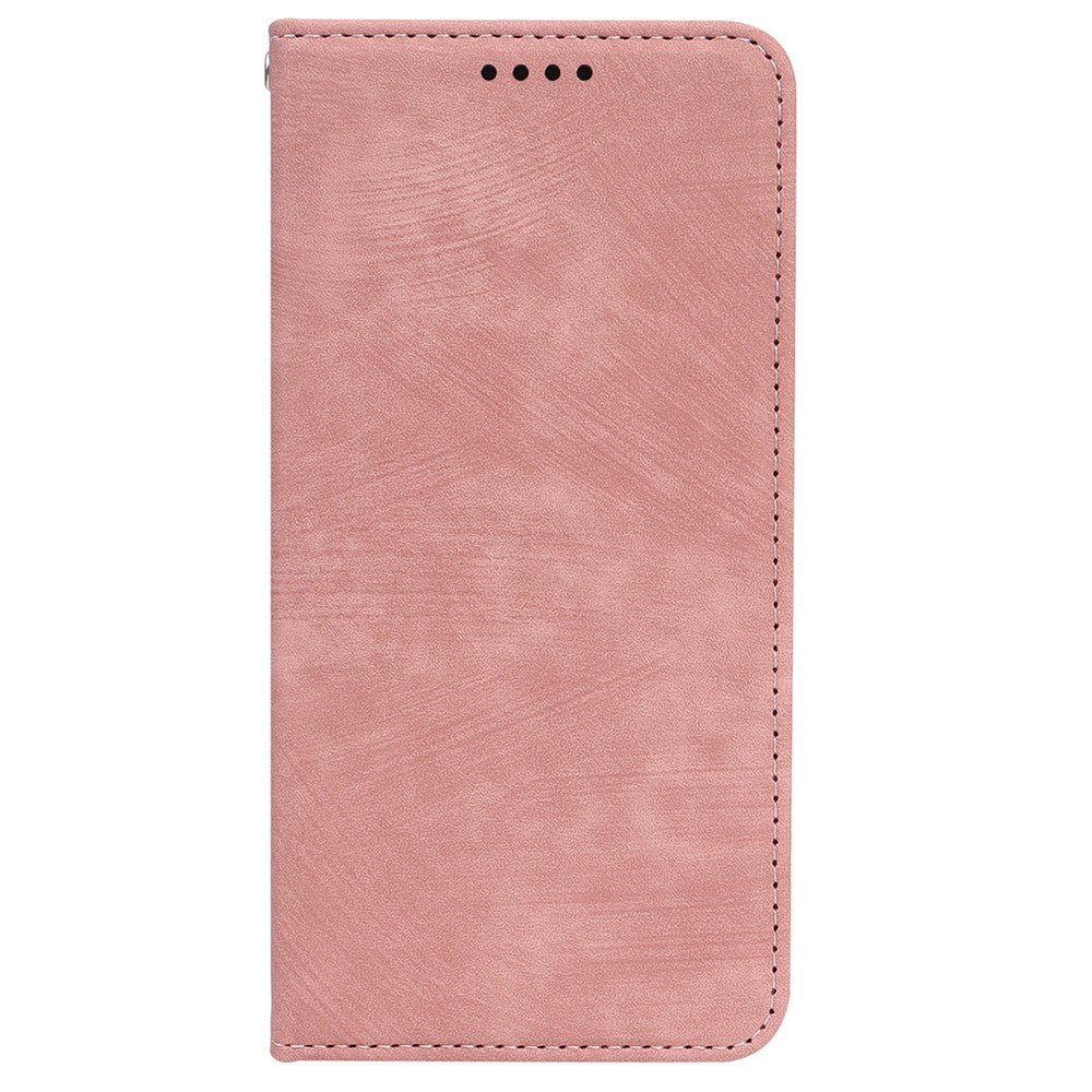 For iPhone 17 Pro Max Case Strong Magnetic Leather Wallet Phone Cover with Striped Texture - Rose Gold