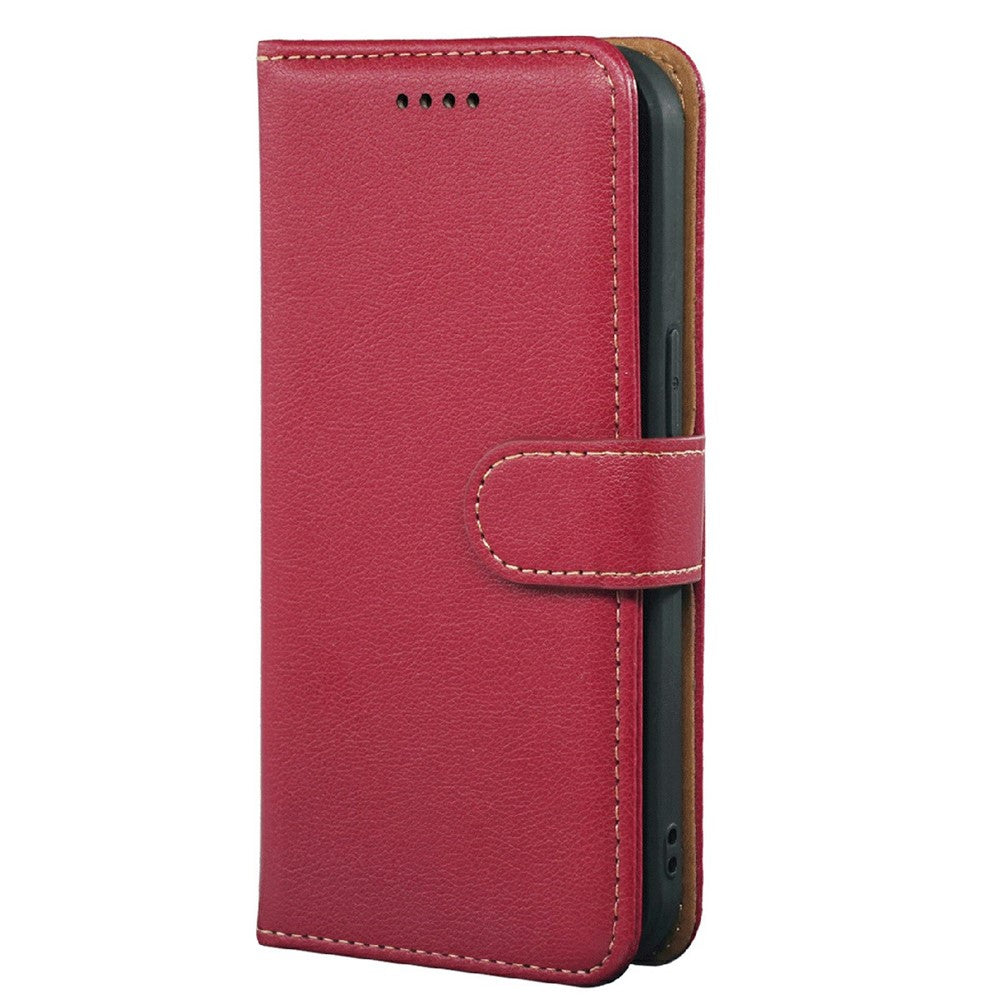 For iPhone 17 Pro Max Case RFID Blocking Wallet Litchi Texture Leather Phone Cover Magnetic Clasp - Red