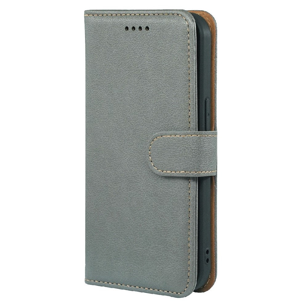 For iPhone 17 Pro Max Case RFID Blocking Wallet Litchi Texture Leather Phone Cover Magnetic Clasp - Grey