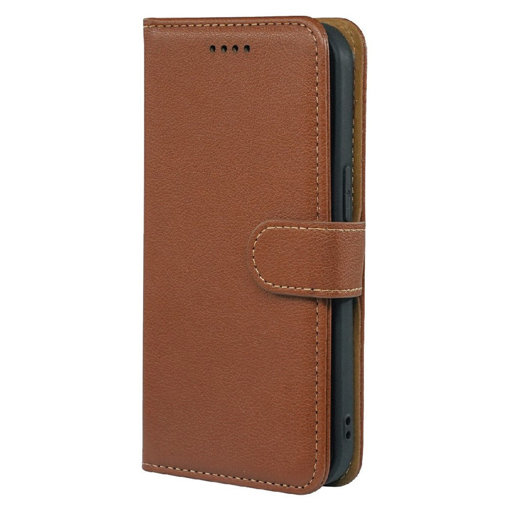 For iPhone 17 Pro Max Case RFID Blocking Wallet Litchi Texture Leather Phone Cover Magnetic Clasp - Brown