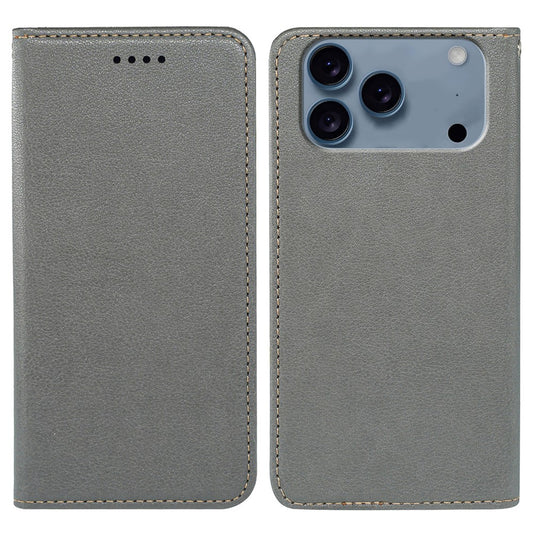 For iPhone 17 Pro Max Case Wallet RFID Blocking Leather Phone Cover Strong Magnetic Closure - Grey